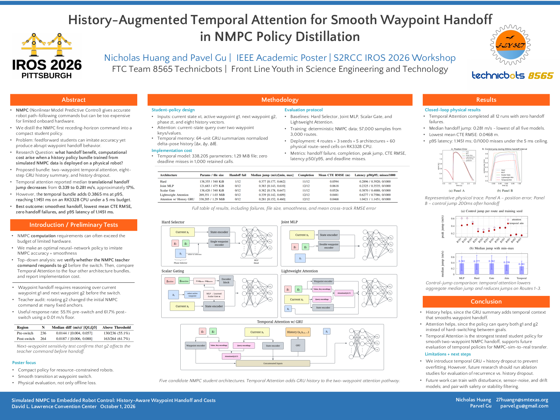 Simulated NMPC to Embedded Robot Control: History-Aware Waypoint Handoff and Costs